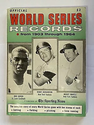OFFICIAL WORLD SERIES RECORDS 1903-1964 SPORTING NEWS Mickey Mantle Bob Gibson! • $6