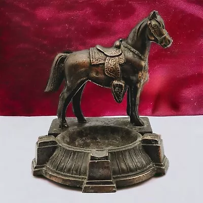 Vintage Cast Metal Standing Horse Cigarette Ashtray Western Equestrian READ • $22