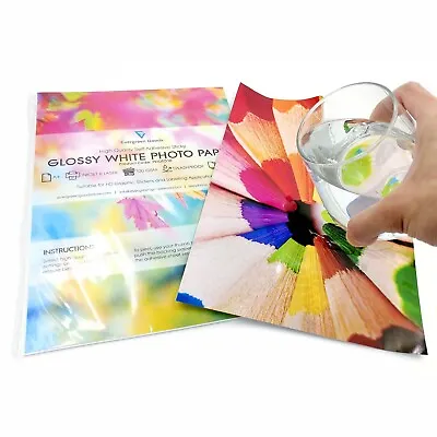 HD Photo Paper Self Adhesive A4 Glossy White Sticker Label Printable Sheets • £2.19