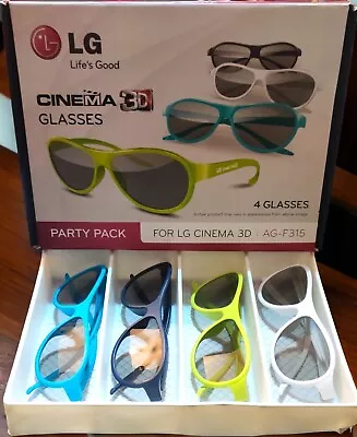 LG Cinema 3D Glasses Party Pack For LG Cinema TV 3D AG-F315 - 4 Pairs SEE DESCR • £6.76