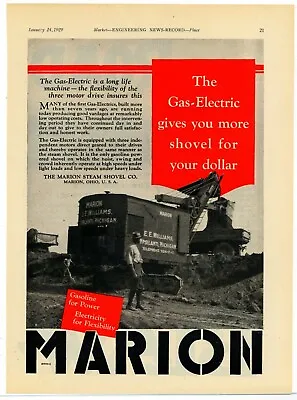 1929 Marion Steam Shovel Co. Ad: E.E. Williams Contractor - Ypsilanti Michigan • $17.76