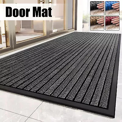 Non Slip Rubber Door Mat Heavy Duty Washable Rug Indoor Outdoor Welcome Door Mat • £6.79