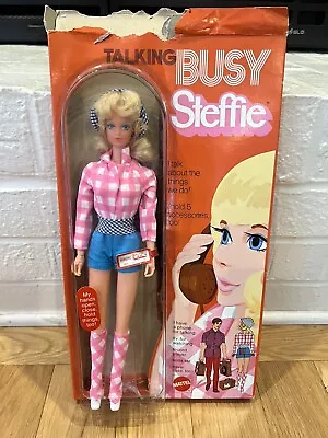 Vintage BUSY TALKING STEFFIE DOLL Mute In Open Box With Accessories Read Desc • $655