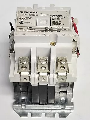 SIEMENS CLM0D03 60 AMP 3 Pole 120 VAC Lighting Contactor • $210