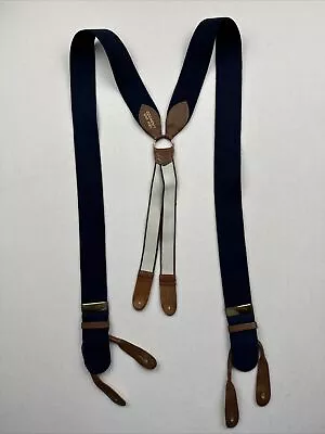 New And Lingwood Thurston London Braces Blue Brown Wool Leather Suspenders • $49.99