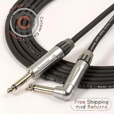 Guitar Amp To Cab Angled Mono Jack Speaker Cable. 2 Pole Head To Cabinet Lead • £13.68