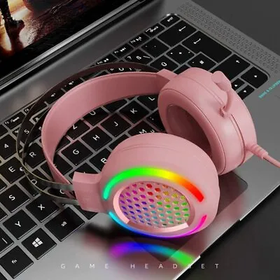 $25.89 • Buy AU Computer RGB Gaming Headset Headphones USB Wired Mic For PC Laptop PS4 Xbox