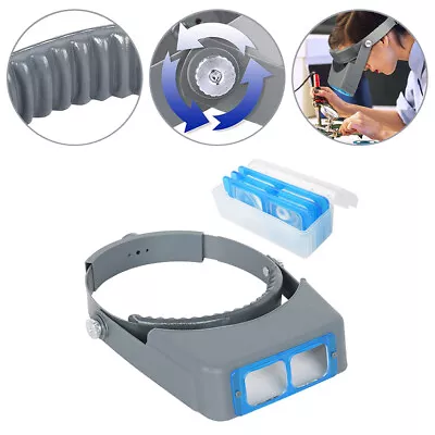 Headband Magnifier Head Magnifying Visor Glasses Jewelry Repair Loupe W/4 Lens • £18.64