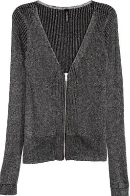 H&M Black/Glittery Cardigan With A Zip Size S UK 8-10 • £10