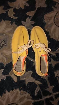 ABARCA Yellow Espadrille Canvas Tie Shoes 39 • $105