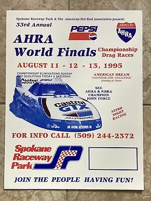 AHRA 33rd Annual 1995 WORLD FINALS Drag Racing EVENT POSTER Spokane Raceway Park • $25