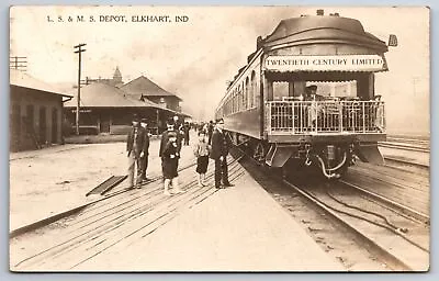 Elkhart Lake Shore & Michigan Southern Depot & 20th Century Limited Trolley~RPPC • $90