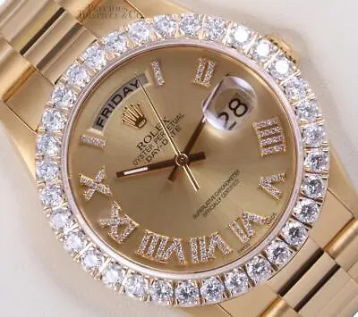 Rolex Mens Day-Date President 36mm 18k Gold Diamond Roman Dial-3CT Diamond Bezel • $22143