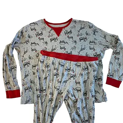 Men's Christmas Pajamas Holiday Theme Size XXL Gray Red Safari Animals Santa Set • $16.20