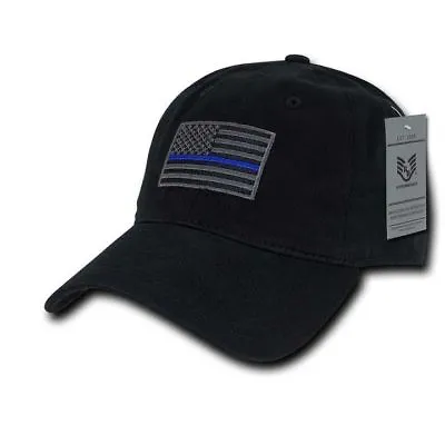 Thin Blue Line Black Ball Cap W American Flag Patch Police Tactical Cap  • $11.95