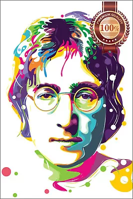 John Lennon Abstract Portrait Face Beatles Painting Art Print Premium Poster • $19.95