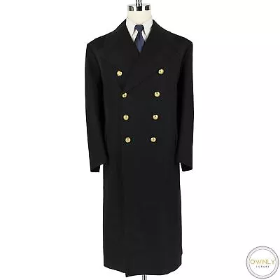 LNWOT Ralph Lauren Purple Label Black Canvas Epaulet Dbl Breast Balmoral Coat 46 • $699.99