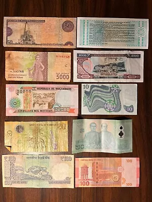 Mixed Array Of 10 Deluxe Banknotes Circulated World Currency Foreign Money • $10.95