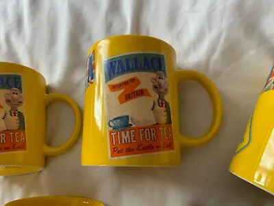 2 X WALLACE AND GROMIT Yellow CERAMIC  MUGS Brand New • £6.95