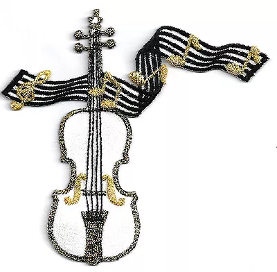 Violin - Orchestra - Symphony - Music - Notes - Embroidered Iron On Patch • $3.99