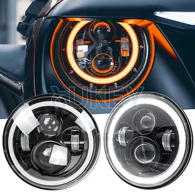 Pair 7  Inch HALO Angel Eyes LED DRL Headlights For Land Rover Defender 90 110 • £35