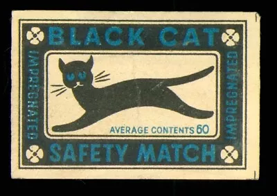 1 X Matchbox Label Black Cat Safety Match Average 50 MH1020 • £2.14