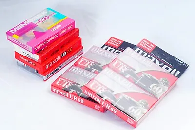 Lot 8 Sealed Vintage Cassette Tapes Maxell TDK 60min 90Min Blank Recording Tapes • $15