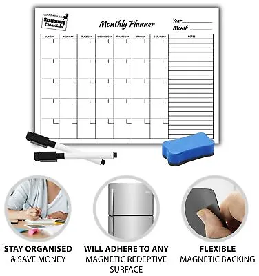 £3.49 • Buy Magnetic Monthly Planner WhiteBoard Wipe Clean To Do List Organiser Memo Notice
