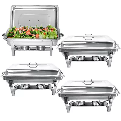 9L 4 Pack Chafing Dish Set Bain Marie Food Warmer Buffet Pan Heater For Party • $155.99