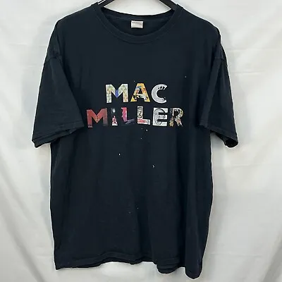 Mac Miller  Tour Album Spellout Black T Shirt Xl Distressed Macadelic Rap2 • $99.99