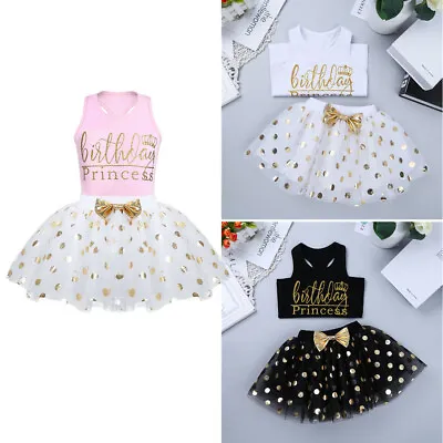 $10.95 • Buy Toddler Girl Kid Dress Outfit Birthday Princess Tutu Skirt+Top Shirt Clothes Set