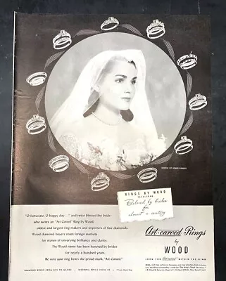 Life Magazine Ad ART-CARVED RINGS By WOOD 1946 Ad A2 Reverse PENDLETON Shirts • $1