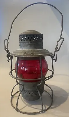 Antique Adams & Westlake Adlake B&O RR Railroad Lantern Santa Fe Red Globe 9  • $145