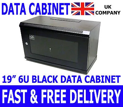 6U 19  Black Data Cabinet Wall Mounted Network Comms Patching Rack 600*300mm • £63.22