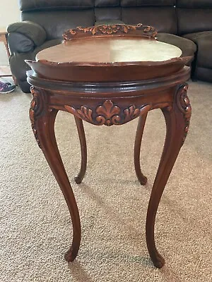$149.99 • Buy Vintage Wood Antique  Hand Carved Side End Parlor Table Inlaid Top