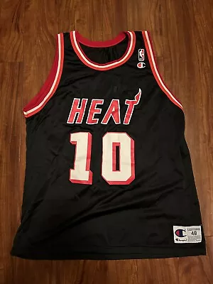 Miami Heat Jersey Mens 48 Black Champion NBA Hardaway #10 Basketball Shirt Retro • $45