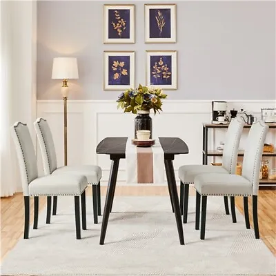 Dining Chairs Modern Upholstered Dining Chairs Set Of 2 With Nailhead Trim • £74.99