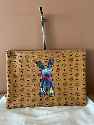 MCM Vicetos Cognac Rabbit Bunny Clutch Pouch Preloved • $300