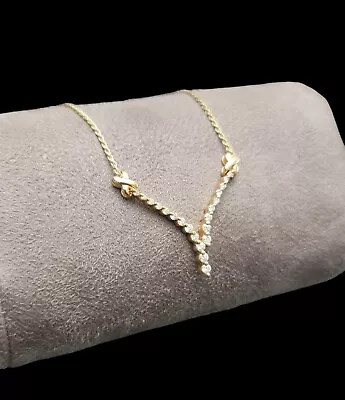 Handcrafted 14K Yellow Gold SI1 G-H 3/4 CTW Diamond V Necklace 17  • $895.98