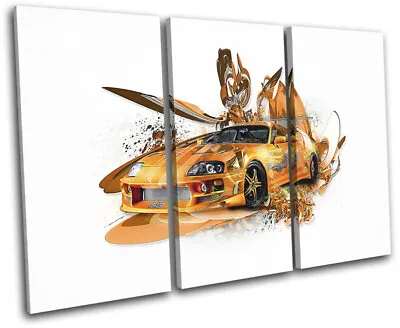 Supra Fast Abstract Furious Cars TREBLE CANVAS WALL ART Picture Print • £27.99