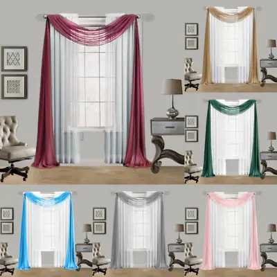 1pc Printed/solid Voile Scarf Window Curtain See Through Party Home Decor S38 • $8