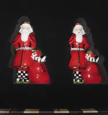MacKenzie Childs Salt Pepper Shaker Mini Santa Gift Set Courtly Check Boots 4  • $52