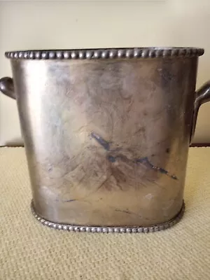 Pottery Barn Silver Plate Double Wine Cooler Champagne Bucket C Monogram • $34.95