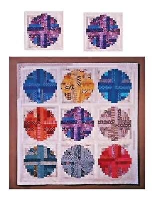 Mini Dollhouse Round Peg Log Cabin Quilt Top Computer Printed Fabric 2 Pillows • $9.88