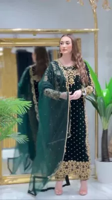 New Unique Latest Designer Salwar Kameez With Butterfly Net Dupatta For Women • $86.90