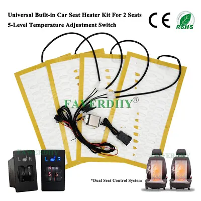 Universal 12V Car Seat Heater Kit Seat Heating Pad Dual Control 5-Level Switch • $29.89