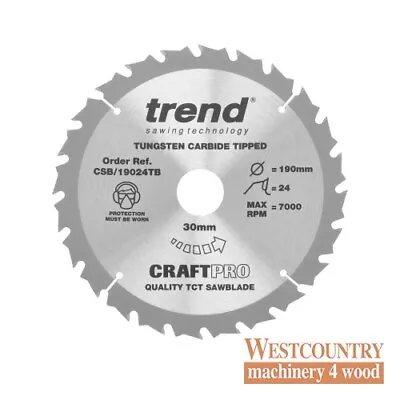 Trend CraftPro Thin Kerf Cordless Saw Blade - 190mm Dia X 2 Kerf X 30 Bore 24T • £17.50