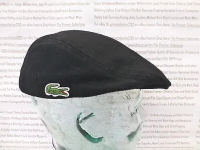 LACOSTE Flat Cap Mens Wool Blend Flannel Beret Black Hat 3-Sizes Caps BNWT R£70 • £54.99