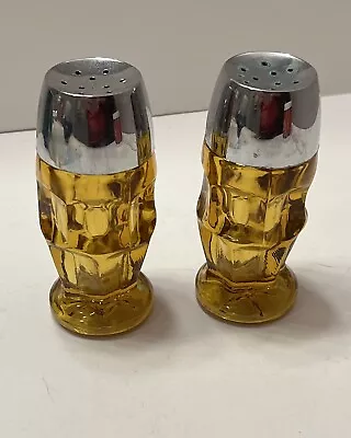 Salt And Pepper Shakers Mid Century Modern Amber Glass MCM Retro Vintage Vtg 4  • $6