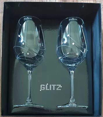 Set Of 2 Dartington Crystal Glitz Wine Glasses/Goblets With Swarovski Elements • £28.95